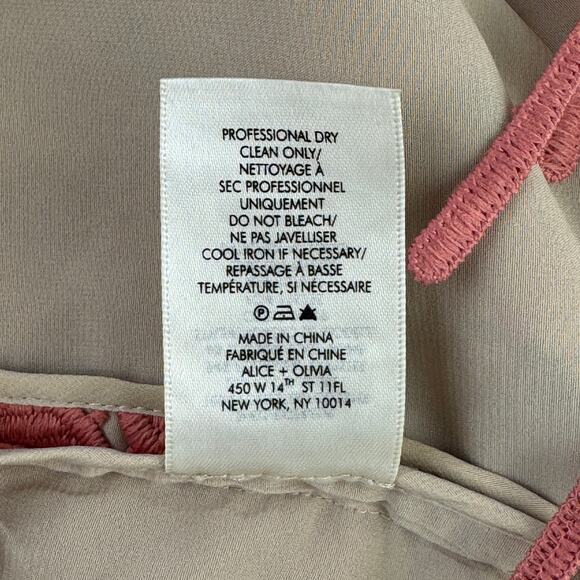 Alice + Olivia Dusty Rose Waverly Crochet Strappy Tank Top Floral Fringe Size 0 - Picture 9 of 13